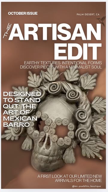 Artisan edit poster with a Mexican barro skull
