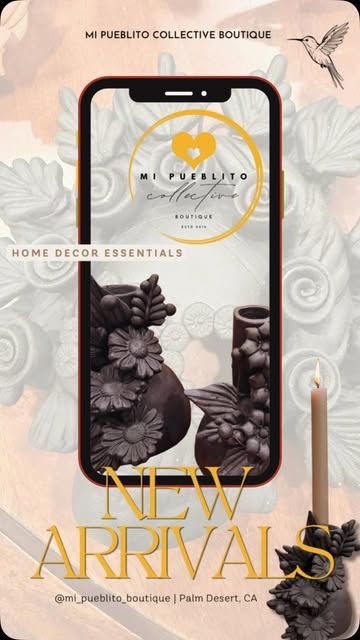 New arrivals poster with dark floral home decor