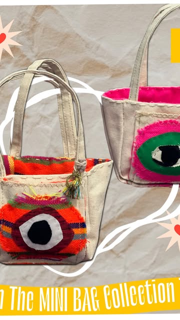 Two mini bags with orange and pink eye patches